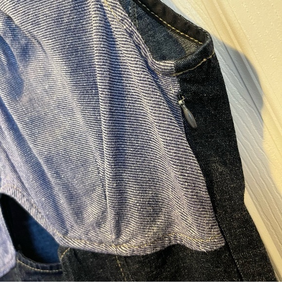 Y2K Blue GAS Jeans Dress denim open front women medium vintage midi cutout - Picture 6 of 6